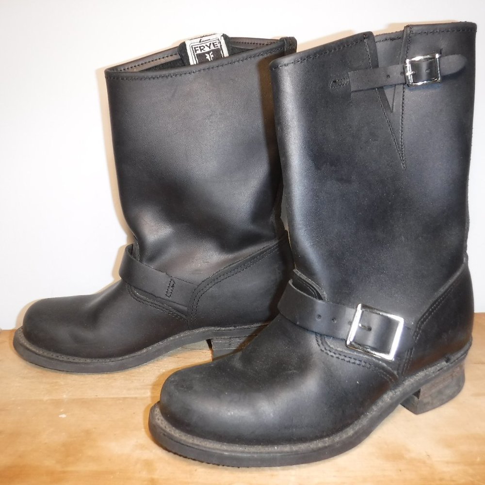 Frye Black Leather Engineer Boots Women's 7.5